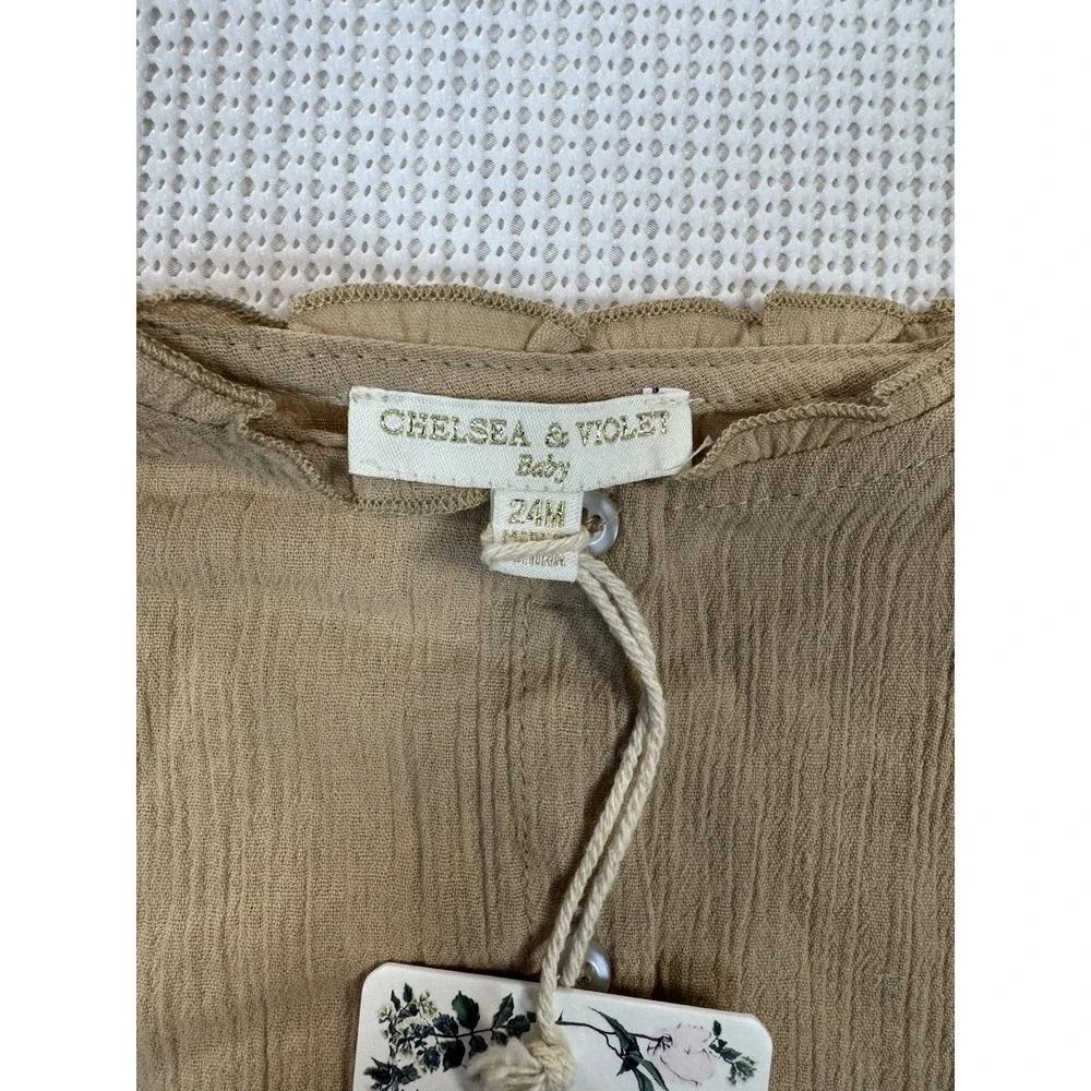 Chelsea & Violet Baby Tan Top 24M Long Sleeve Button Shirt F24WI231I NWT